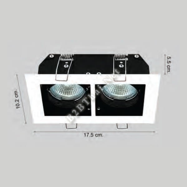 ดาน์ไลท์สี่เหลี่ยม ขอบขาว หลอดคู่ 10.2cm