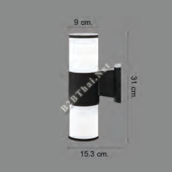 โคมติดผนังทรงกระบอก ขึ้น ลง สีดำ E27 x 2 IP54