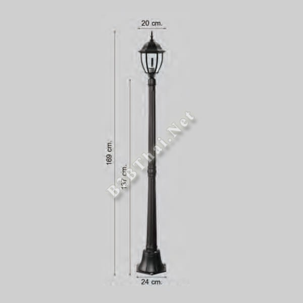 โคมไฟสนาม 1.7 เมตร 1 หัว สีดำ 169cm IP43