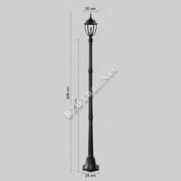 โคมไฟสนาม 2 เมตร 1 หัว สีดำ 209cm IP43