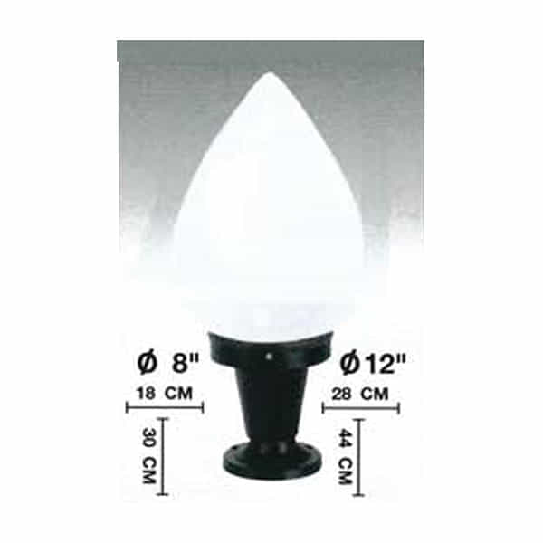 โคมไฟหัวเสาขาอลูมิเนียม 8 นิ้ว